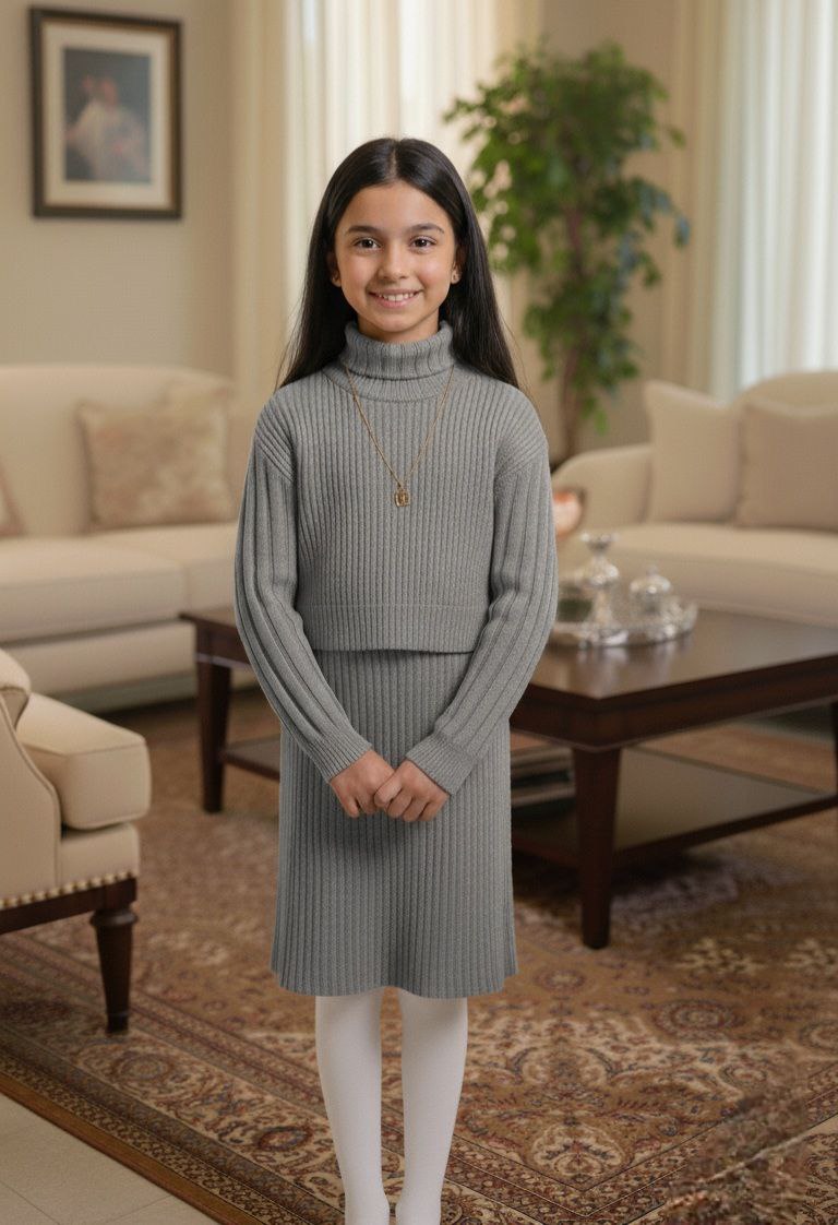 فستان البنات- Ensemble robe et pull