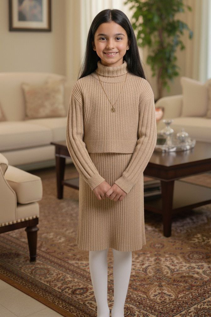 فستان البنات- Ensemble robe et pull