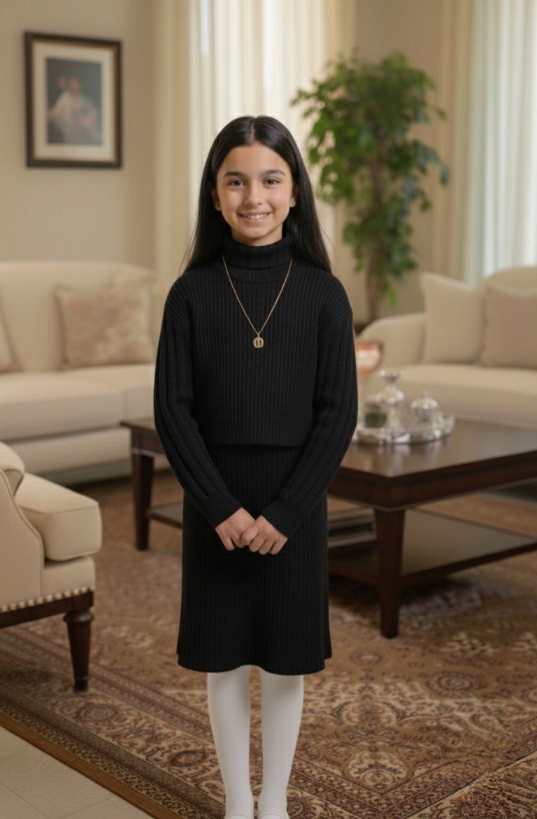 فستان البنات- Ensemble robe et pull