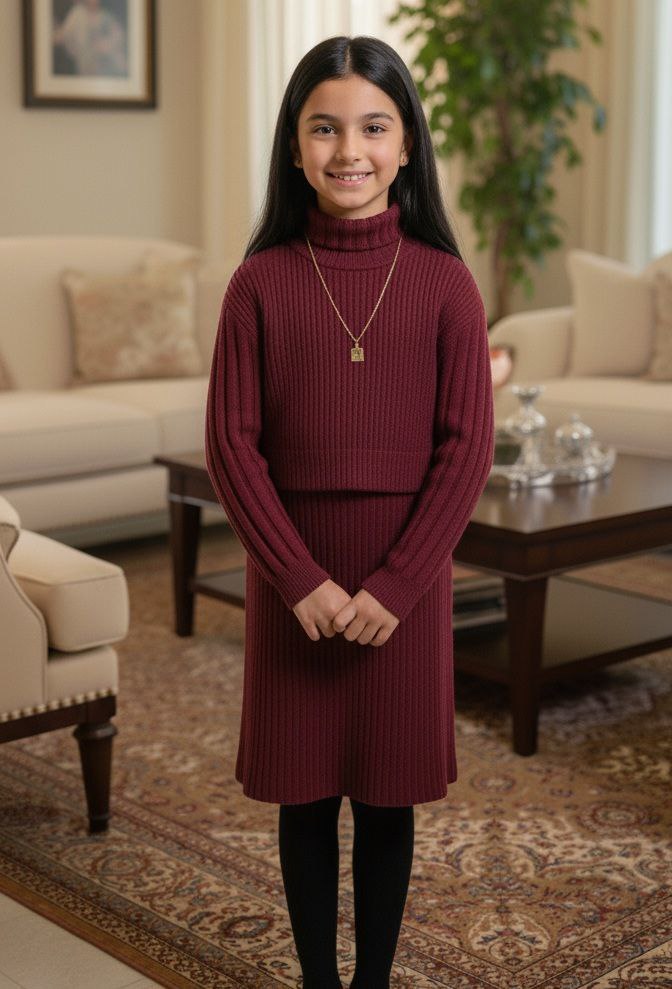 فستان البنات- Ensemble robe et pull