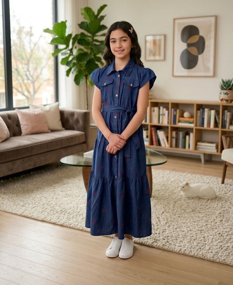 فستان بناتي جينز صيفي 👗🌸